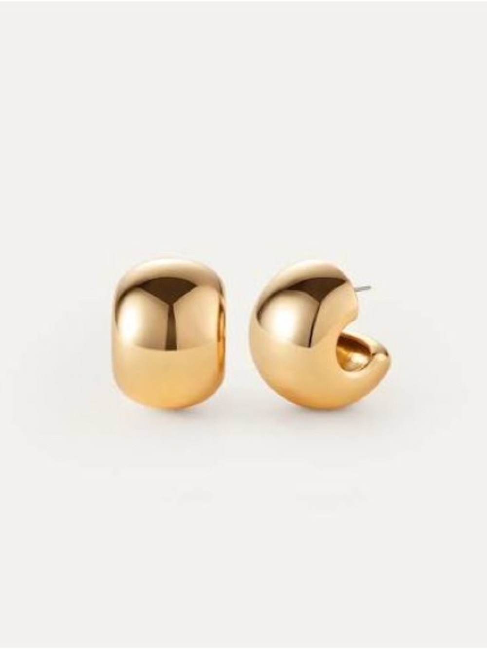 Polished Gold Dome Hoop Stud Earrings